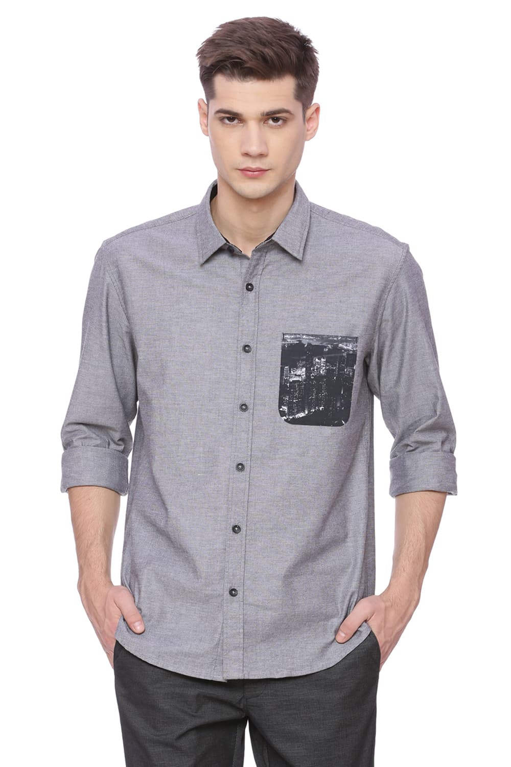 BASICS SLIM FIT STRETCH SHIRT