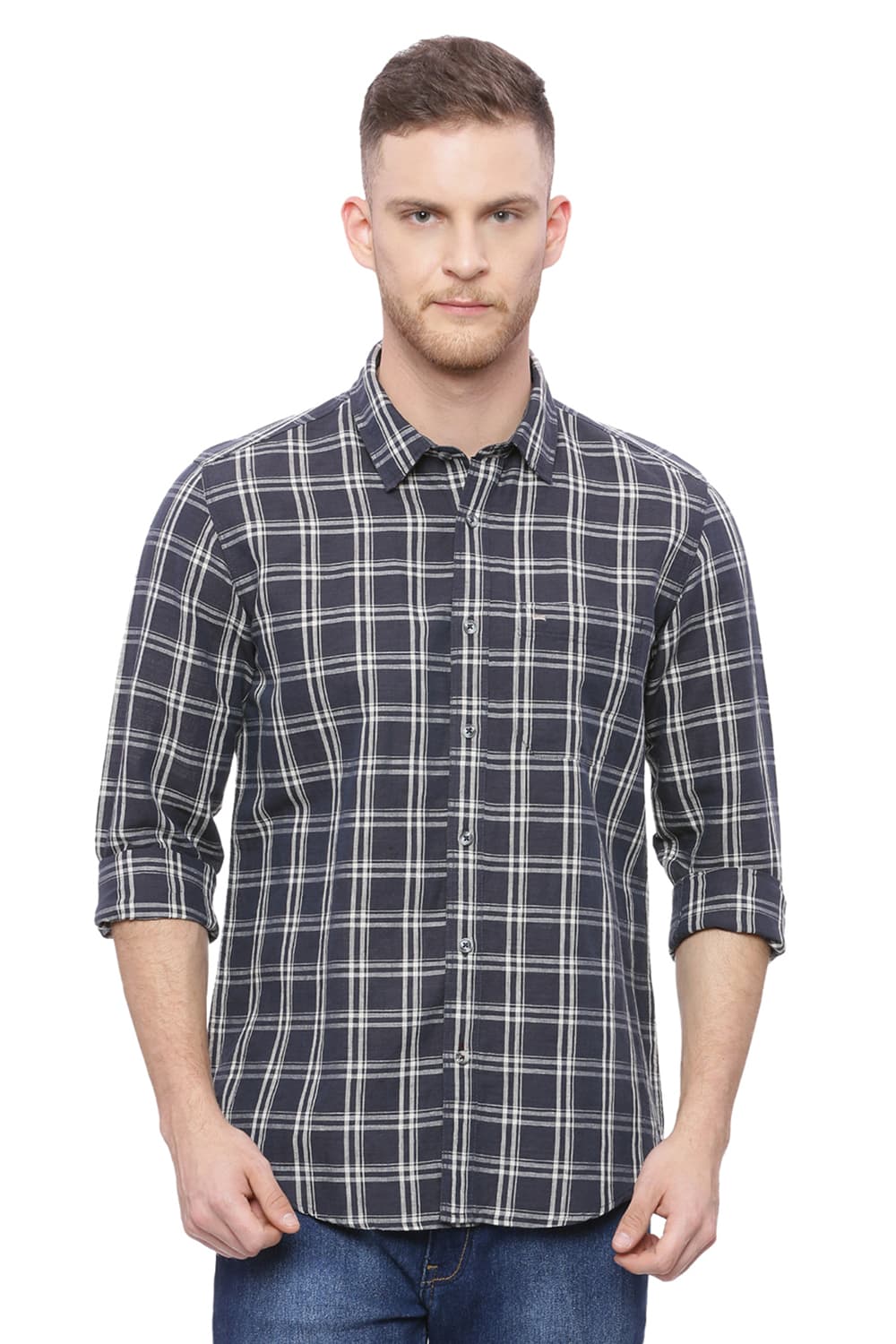 BASICS SLIM FIT CHECKS SHIRT