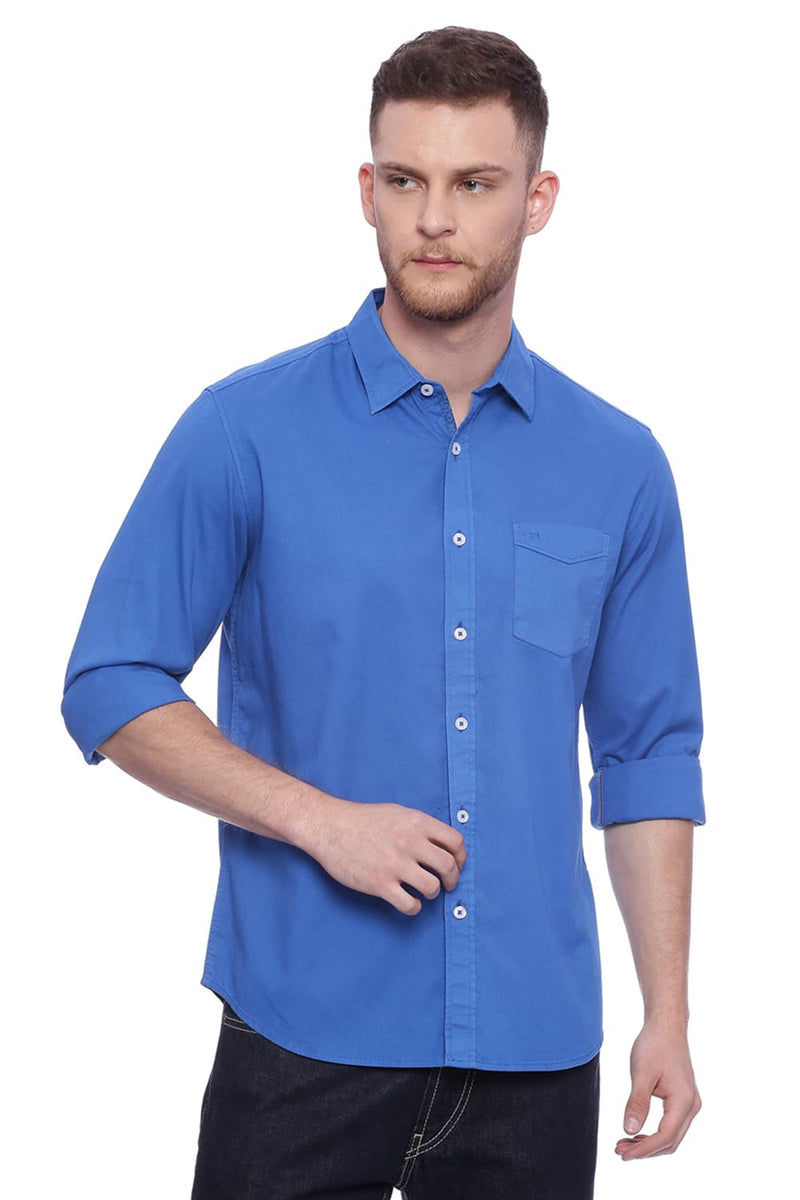 BASICS SLIM FIT DOBBY STRETCH SHIRT