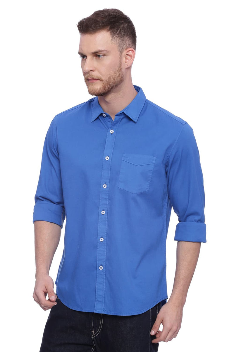 BASICS SLIM FIT DOBBY STRETCH SHIRT