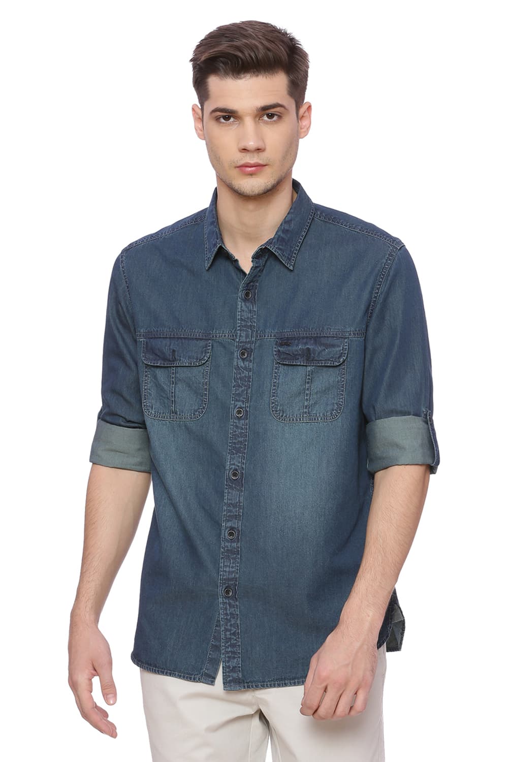 BASICS SLIM FIT TWILL SHIRT