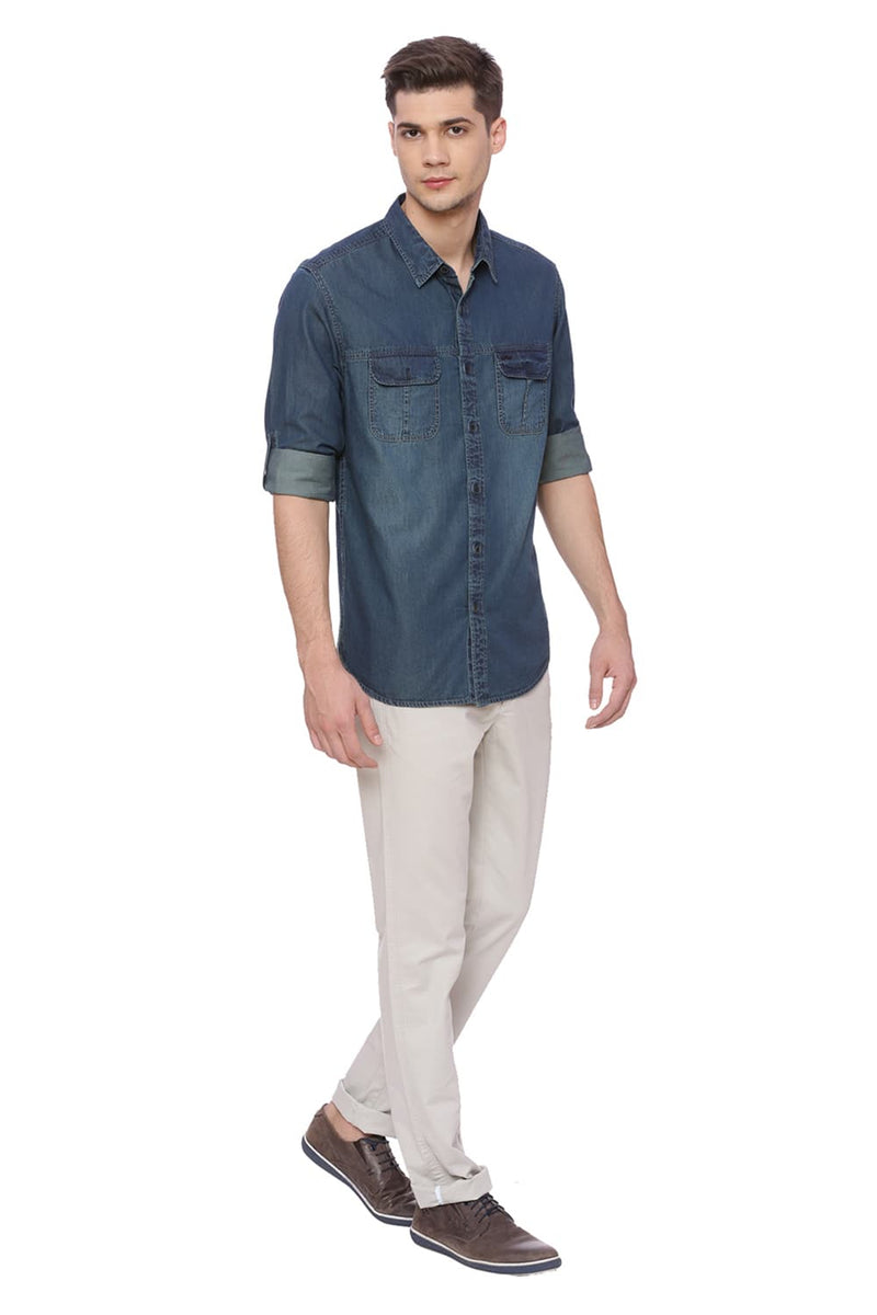 BASICS SLIM FIT TWILL SHIRT