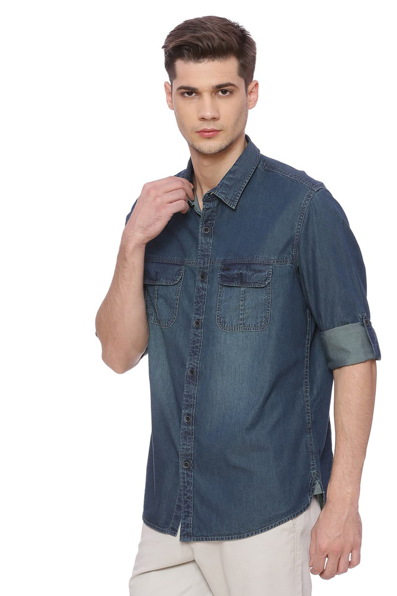 BASICS SLIM FIT TWILL SHIRT