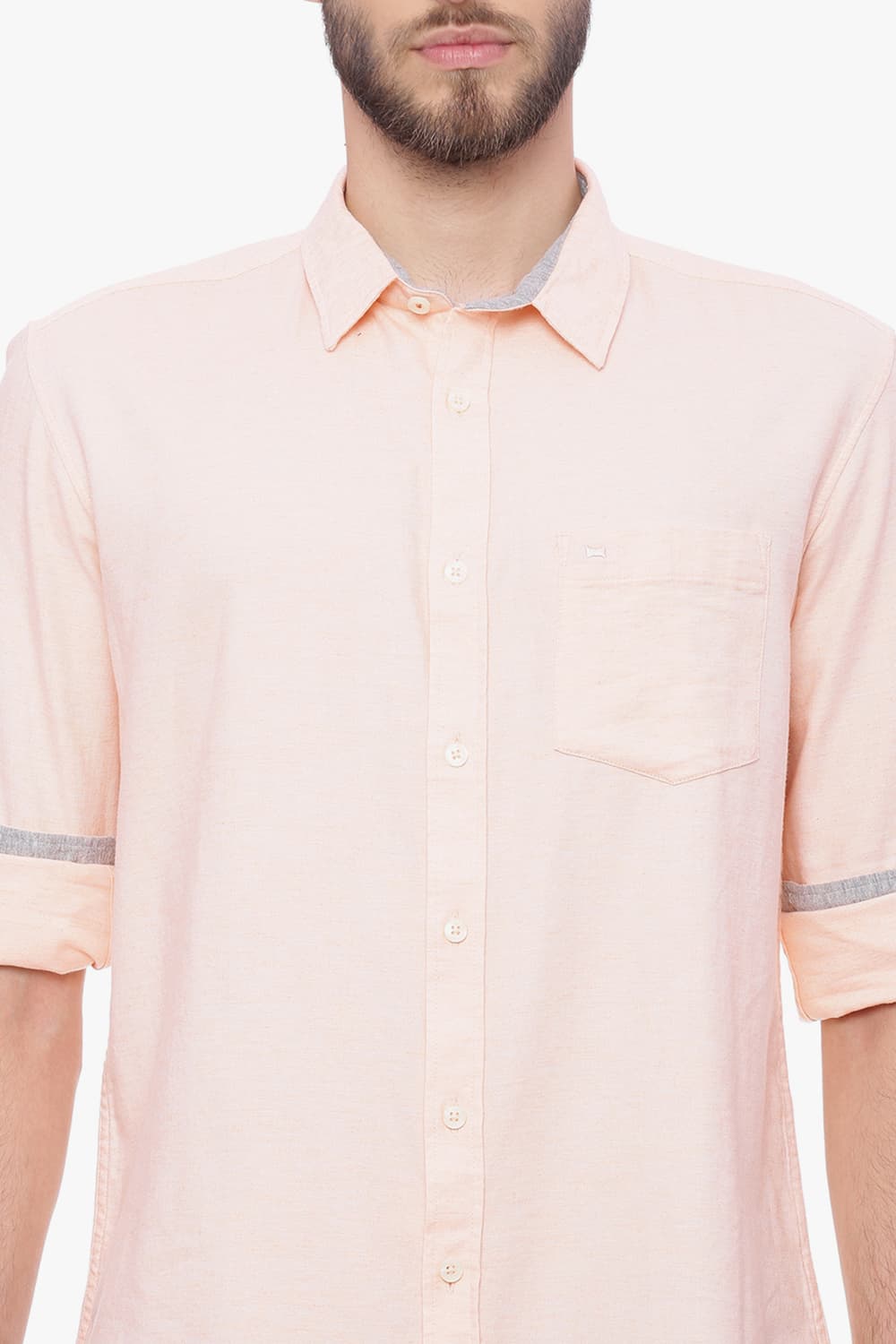 BASICS SLIM FIT CHAMBRAY SHIRT