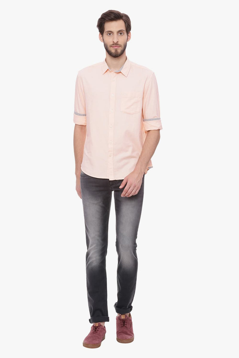 BASICS SLIM FIT CHAMBRAY SHIRT