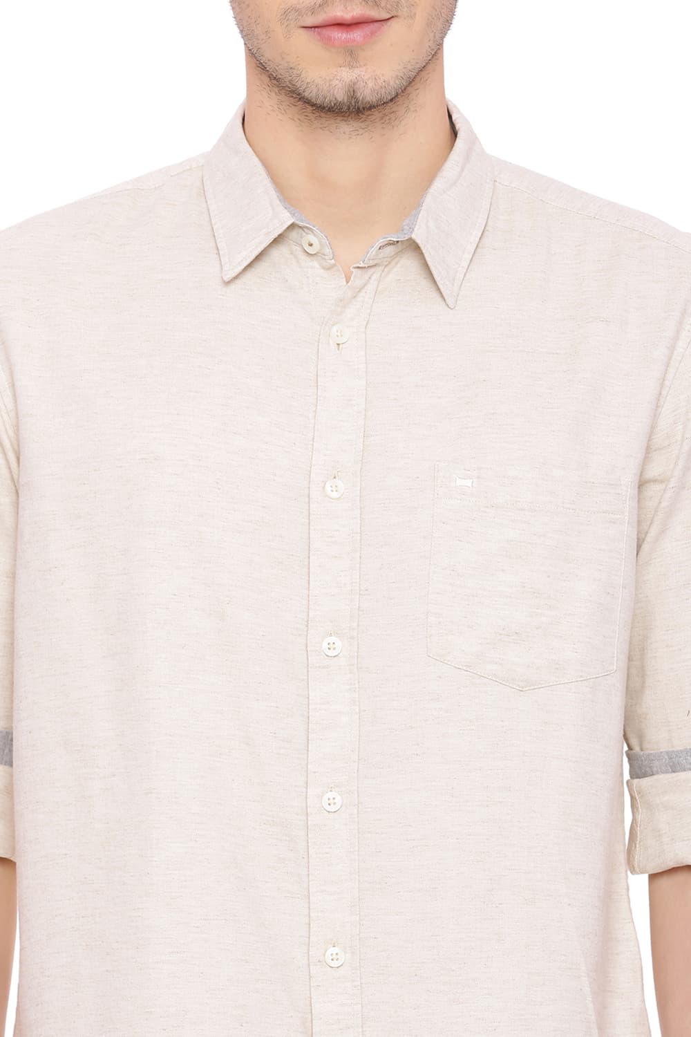 BASICS SLIM FIT CHAMBRAY SHIRT