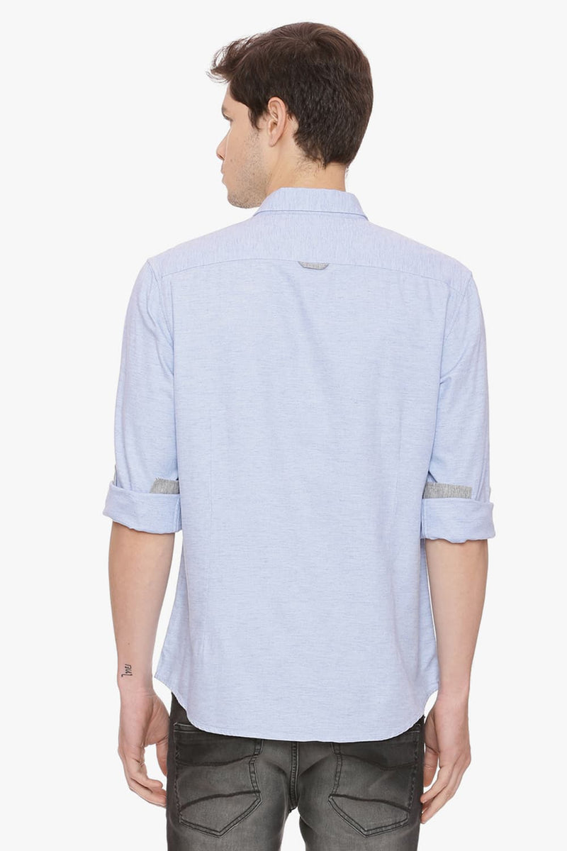 BASICS SLIM FIT CHAMBRAY SHIRT