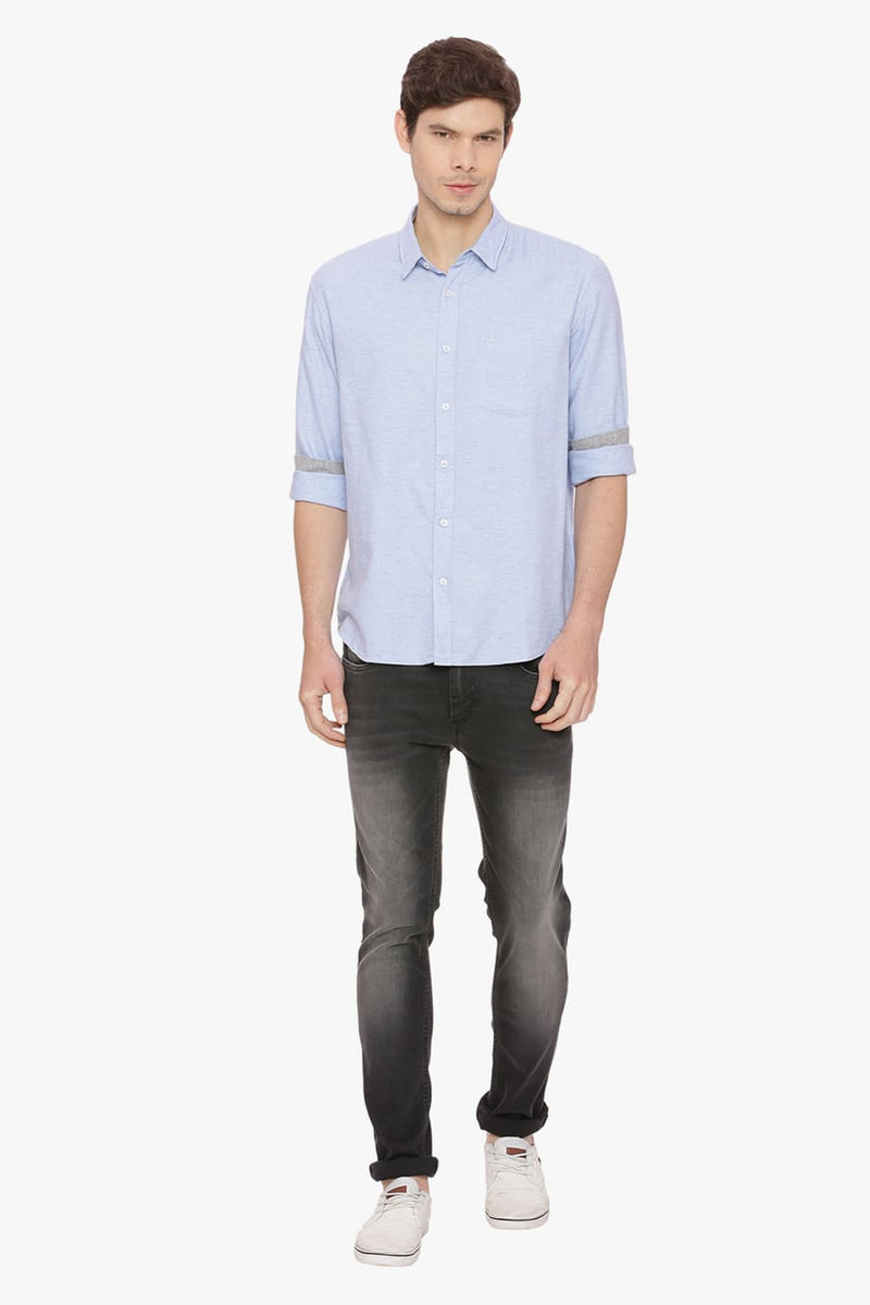 BASICS SLIM FIT CHAMBRAY SHIRT