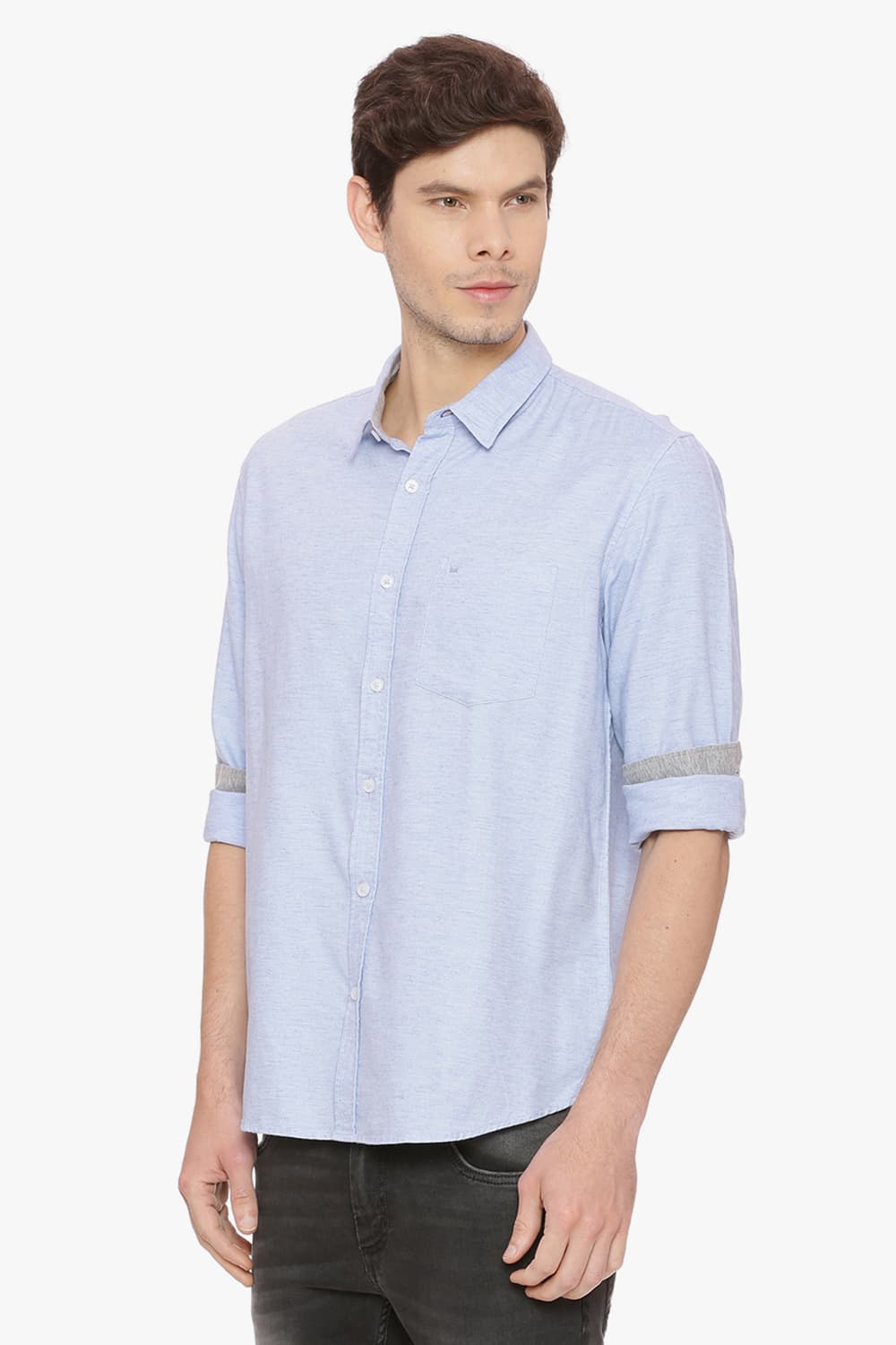 BASICS SLIM FIT CHAMBRAY SHIRT