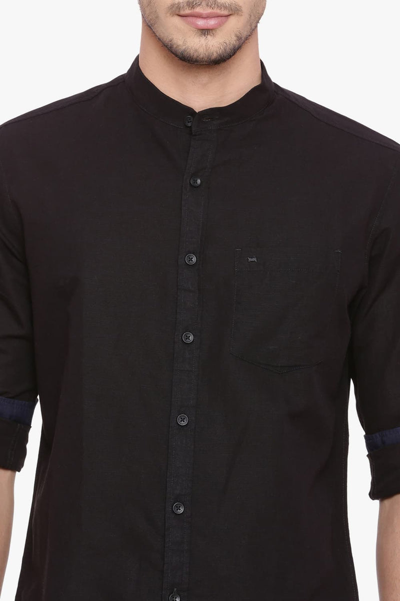 BASICS SLIM FIT COTTON LINEN SHIRT