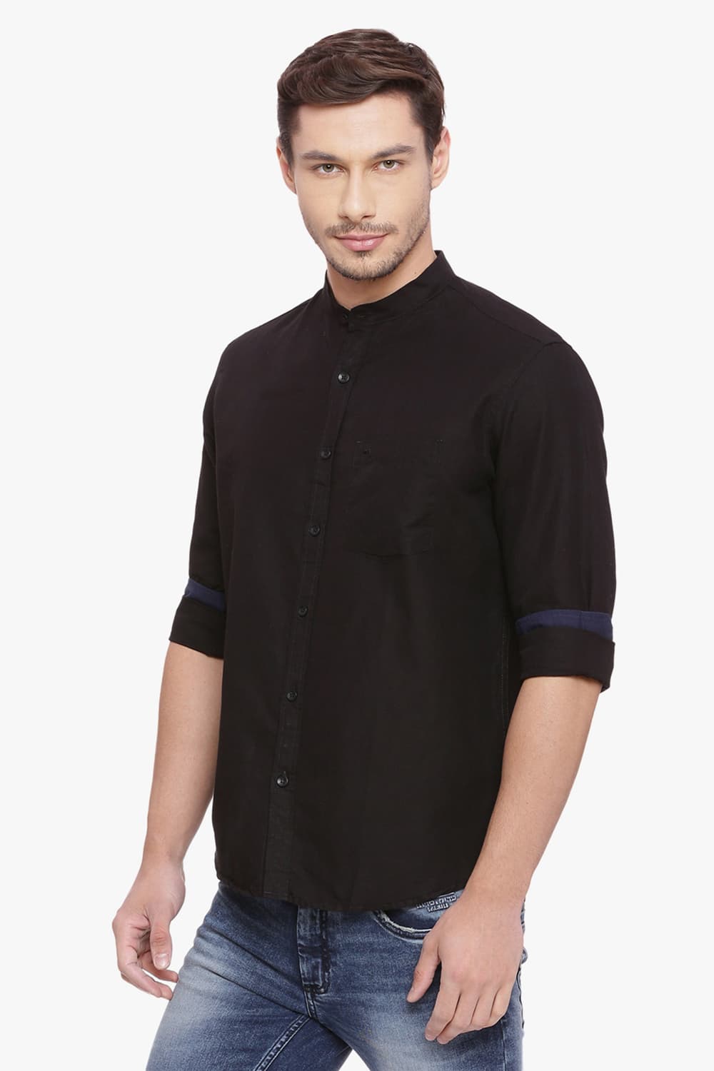 BASICS SLIM FIT COTTON LINEN SHIRT