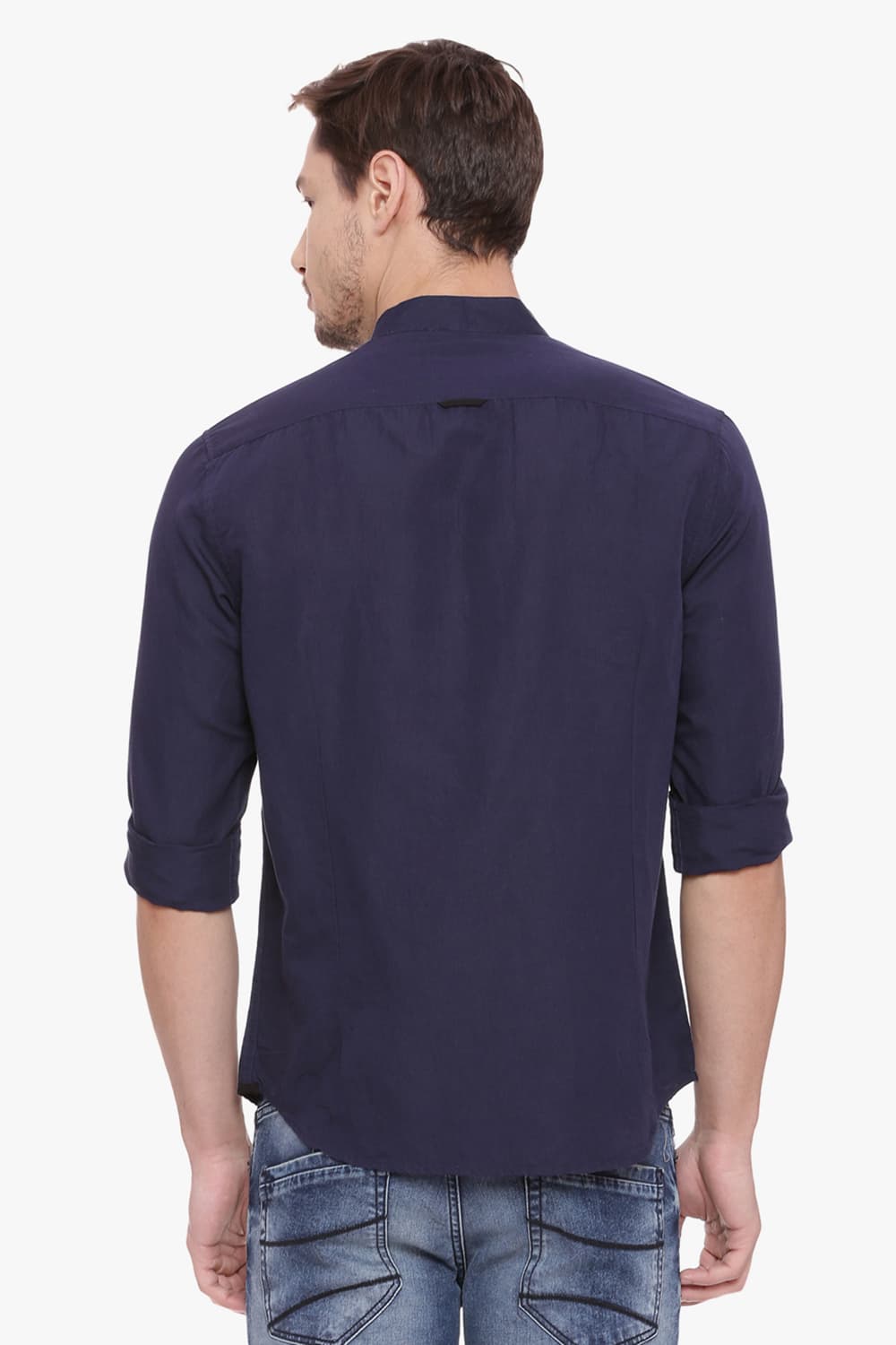 BASICS SLIM FIT COTTON LINEN SHIRT