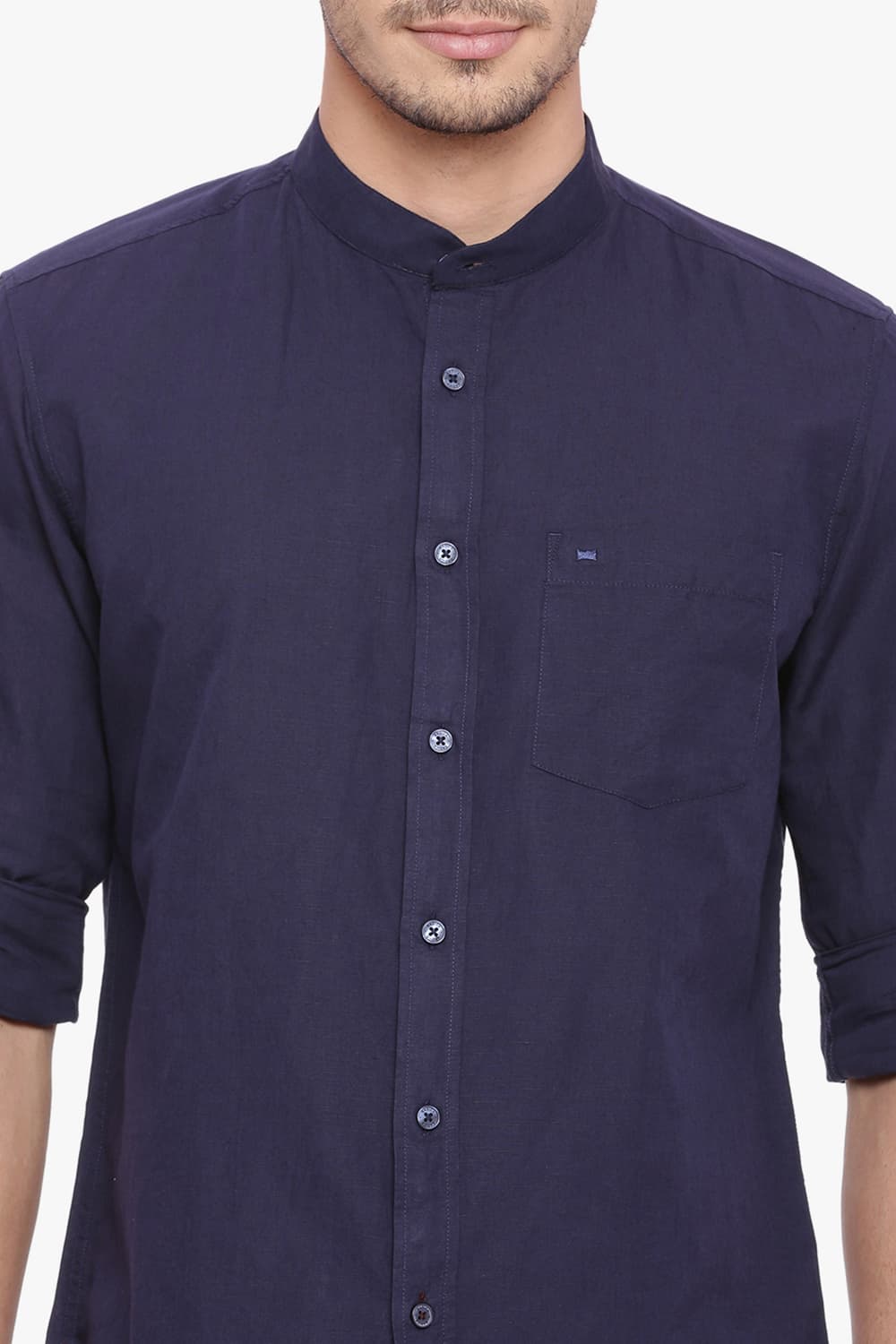 BASICS SLIM FIT COTTON LINEN SHIRT