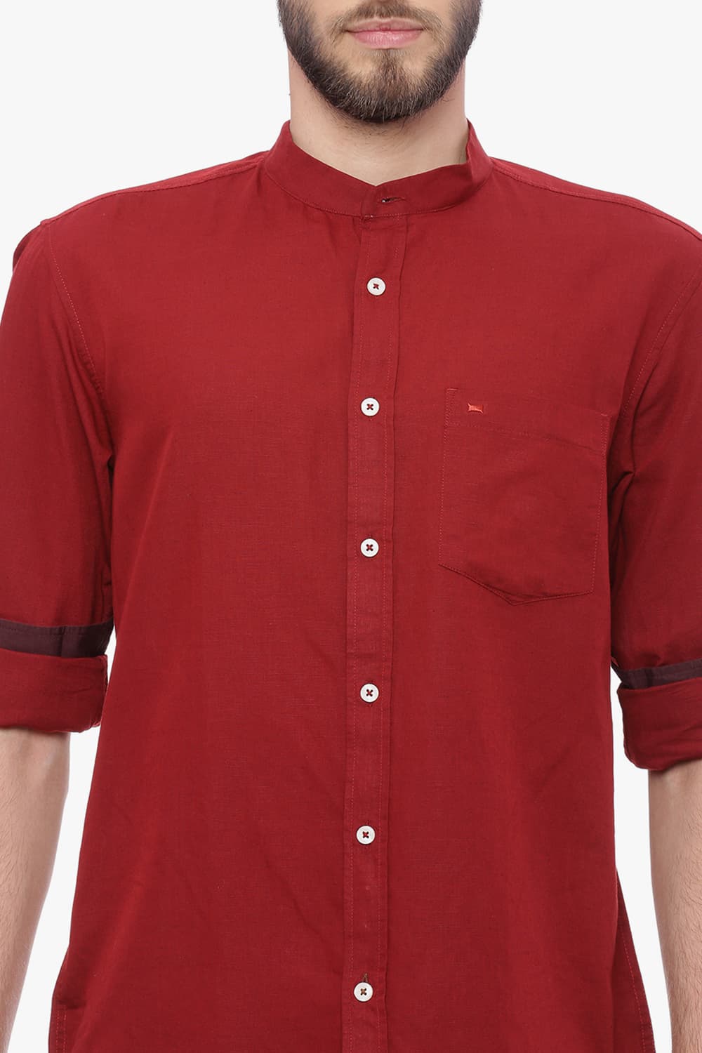 BASICS SLIM FIT COTTON LINEN SHIRT