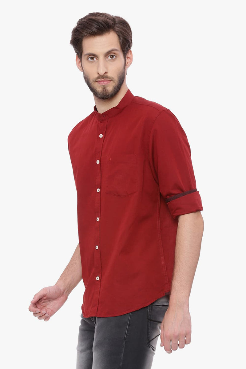 BASICS SLIM FIT COTTON LINEN SHIRT