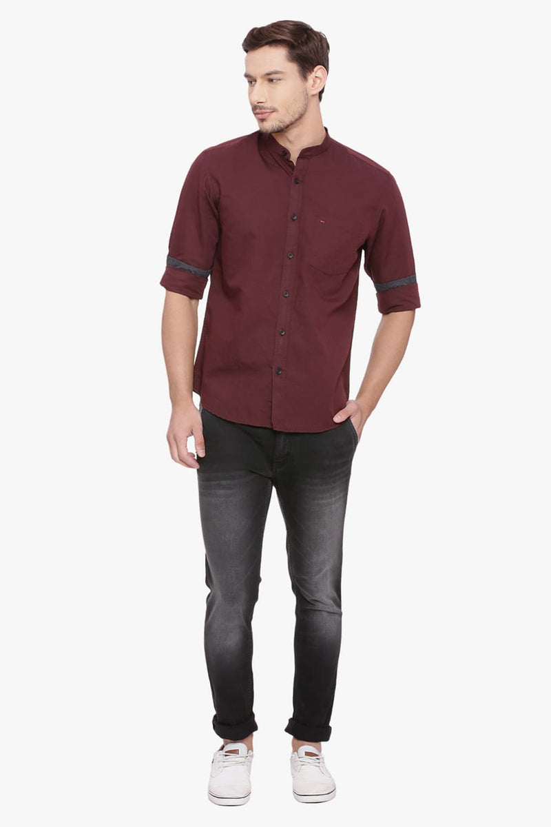 BASICS SLIM FIT COTTON LINEN SHIRT