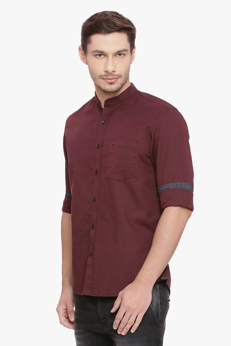 BASICS SLIM FIT COTTON LINEN SHIRT