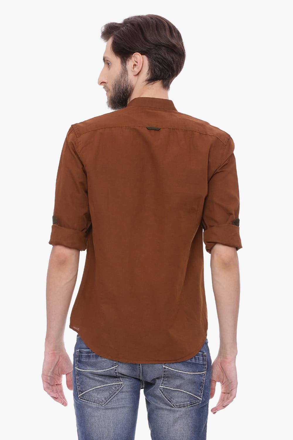 BASICS SLIM FIT COTTON LINEN SHIRT