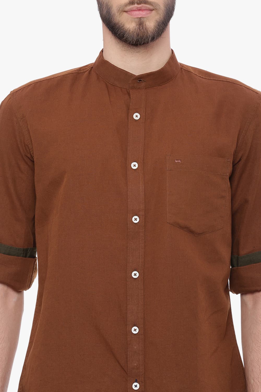 BASICS SLIM FIT COTTON LINEN SHIRT