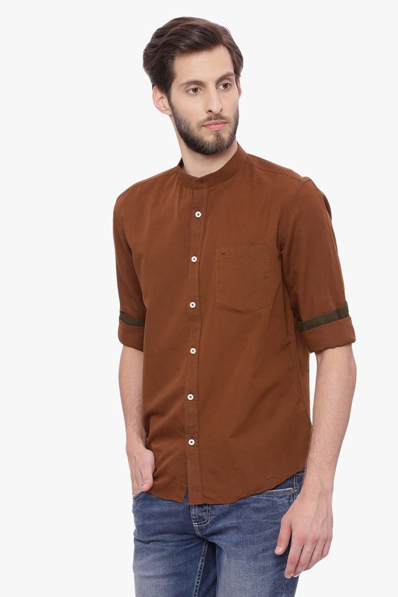 BASICS SLIM FIT COTTON LINEN SHIRT