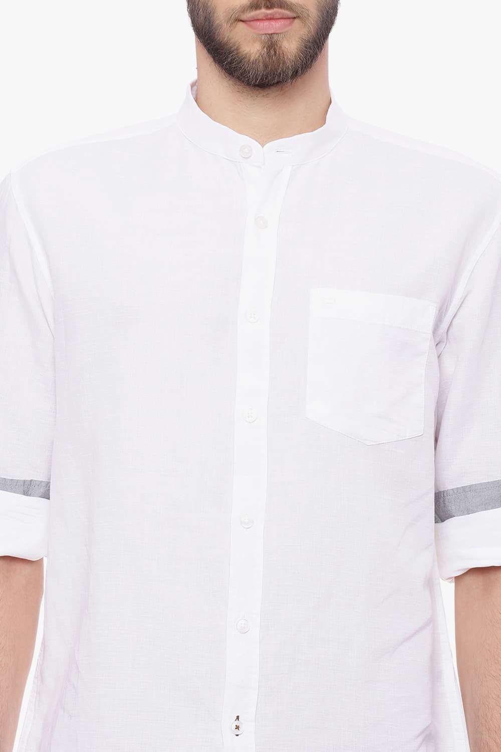 BASICS SLIM FIT COTTON LINEN SHIRT