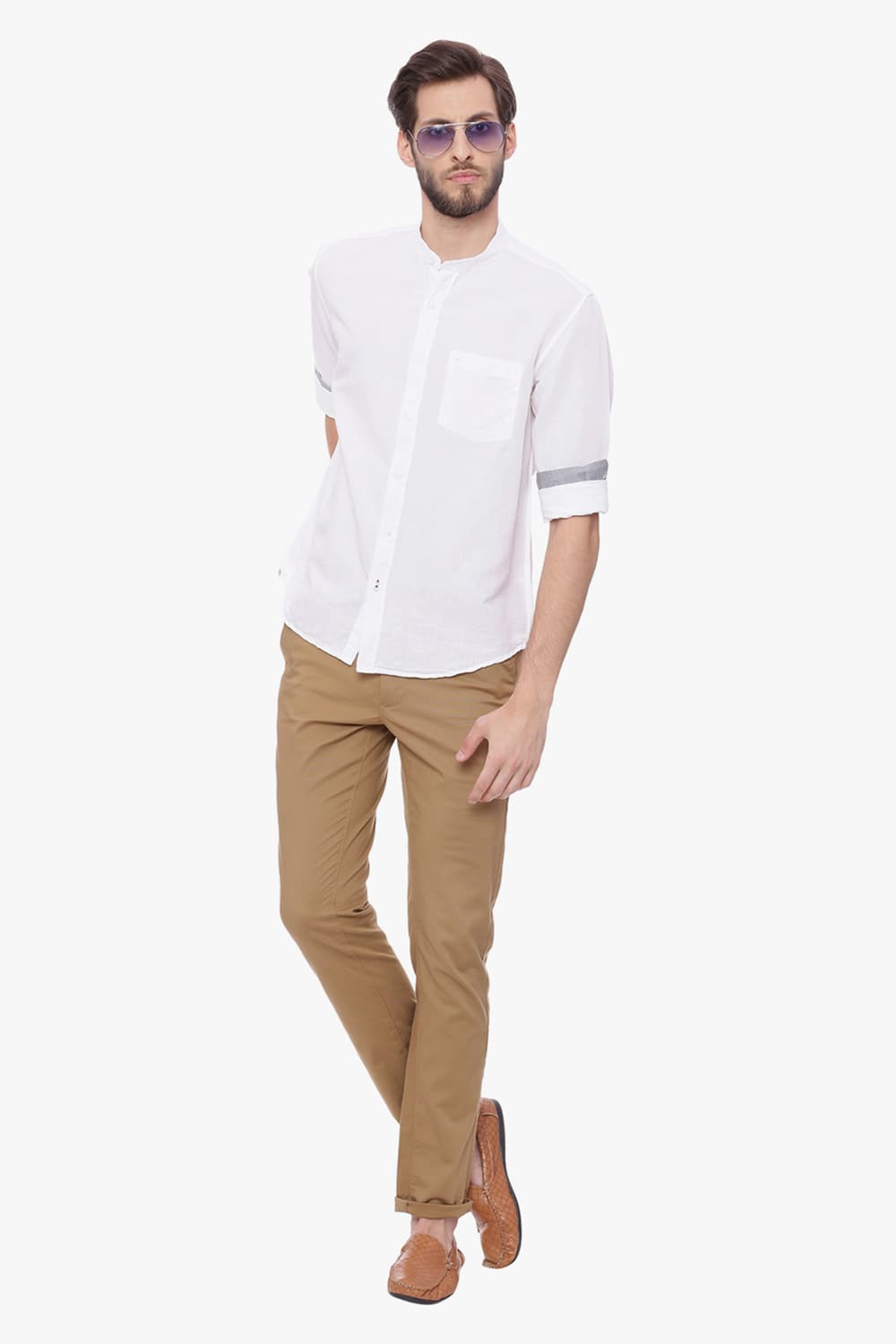 BASICS SLIM FIT COTTON LINEN SHIRT