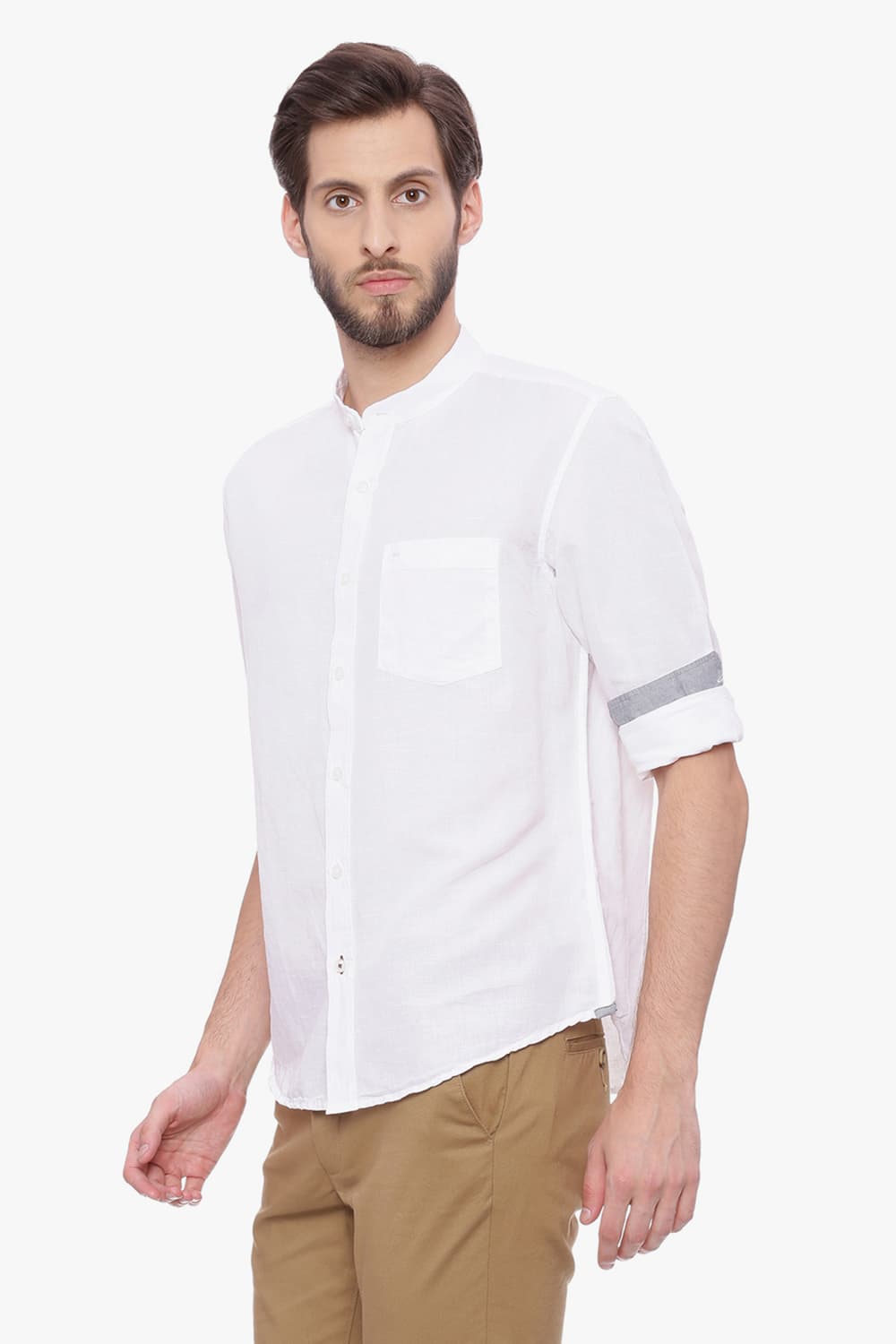 BASICS SLIM FIT COTTON LINEN SHIRT