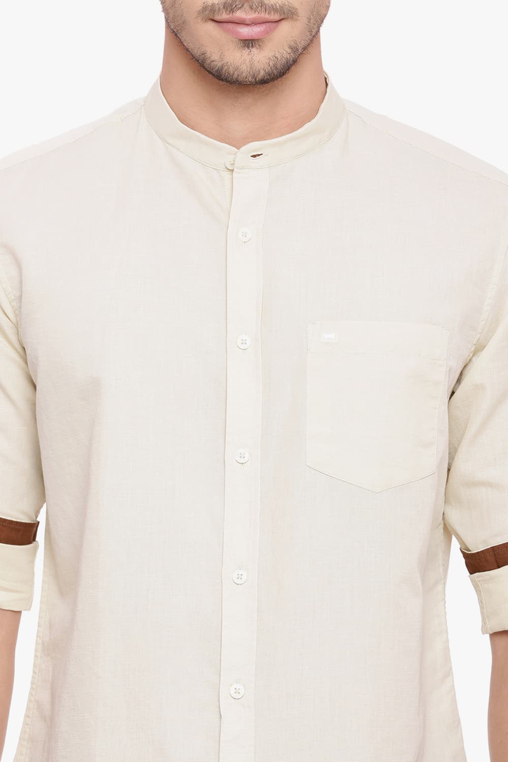 BASICS SLIM FIT COTTON LINEN SHIRT