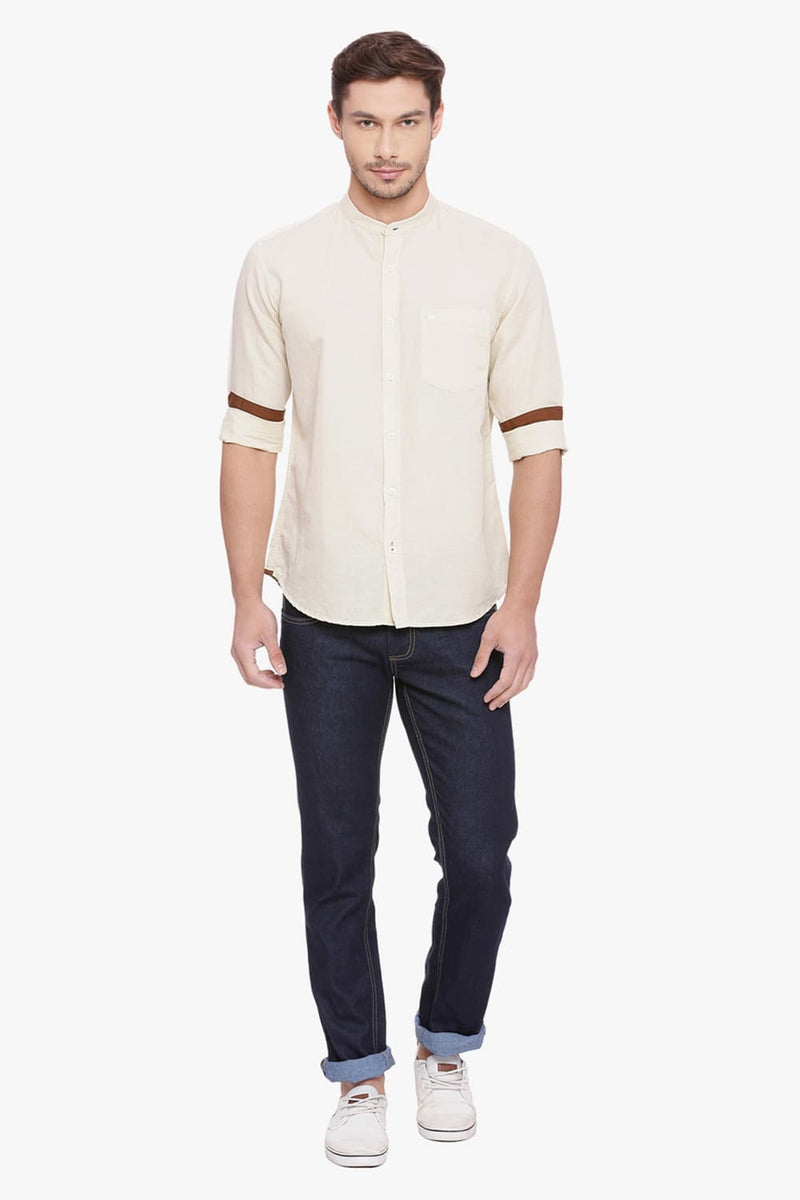 BASICS SLIM FIT COTTON LINEN SHIRT