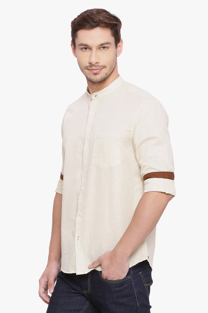 BASICS SLIM FIT COTTON LINEN SHIRT