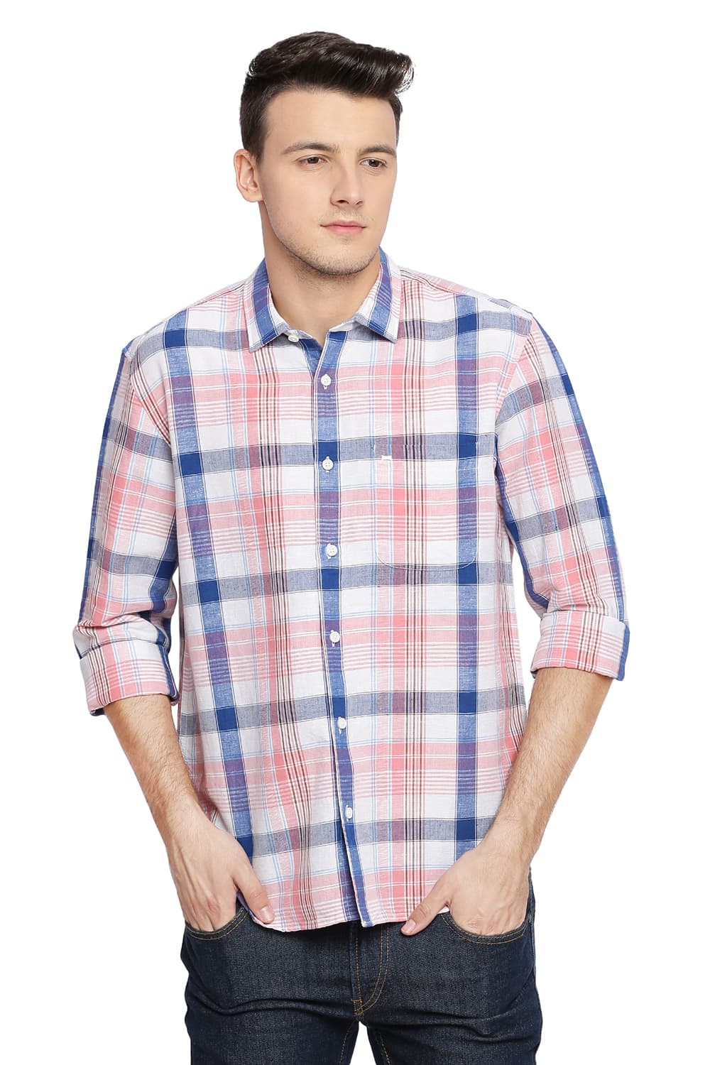 BASICS SLIM FIT CHECKS SHIRT