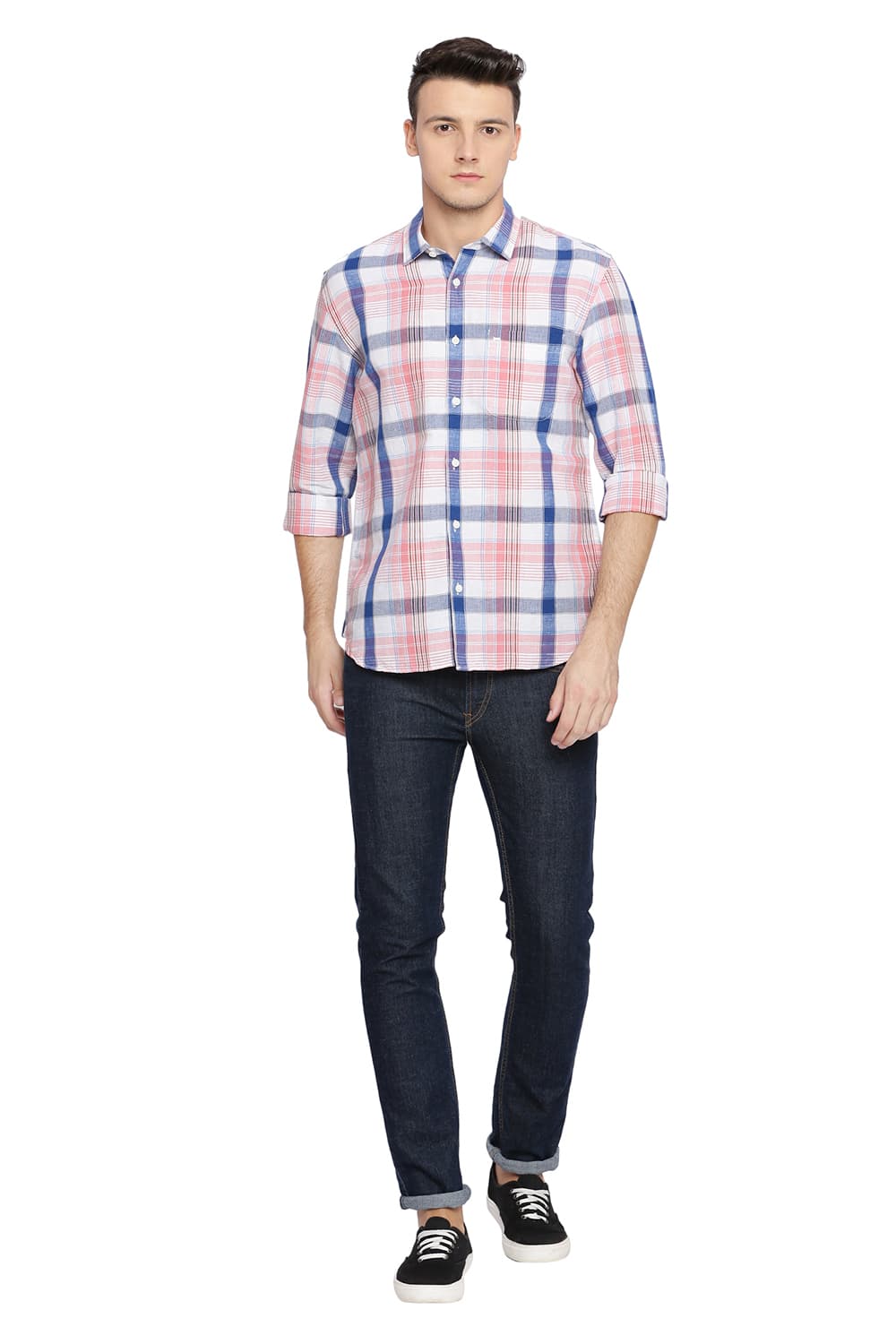 BASICS SLIM FIT CHECKS SHIRT