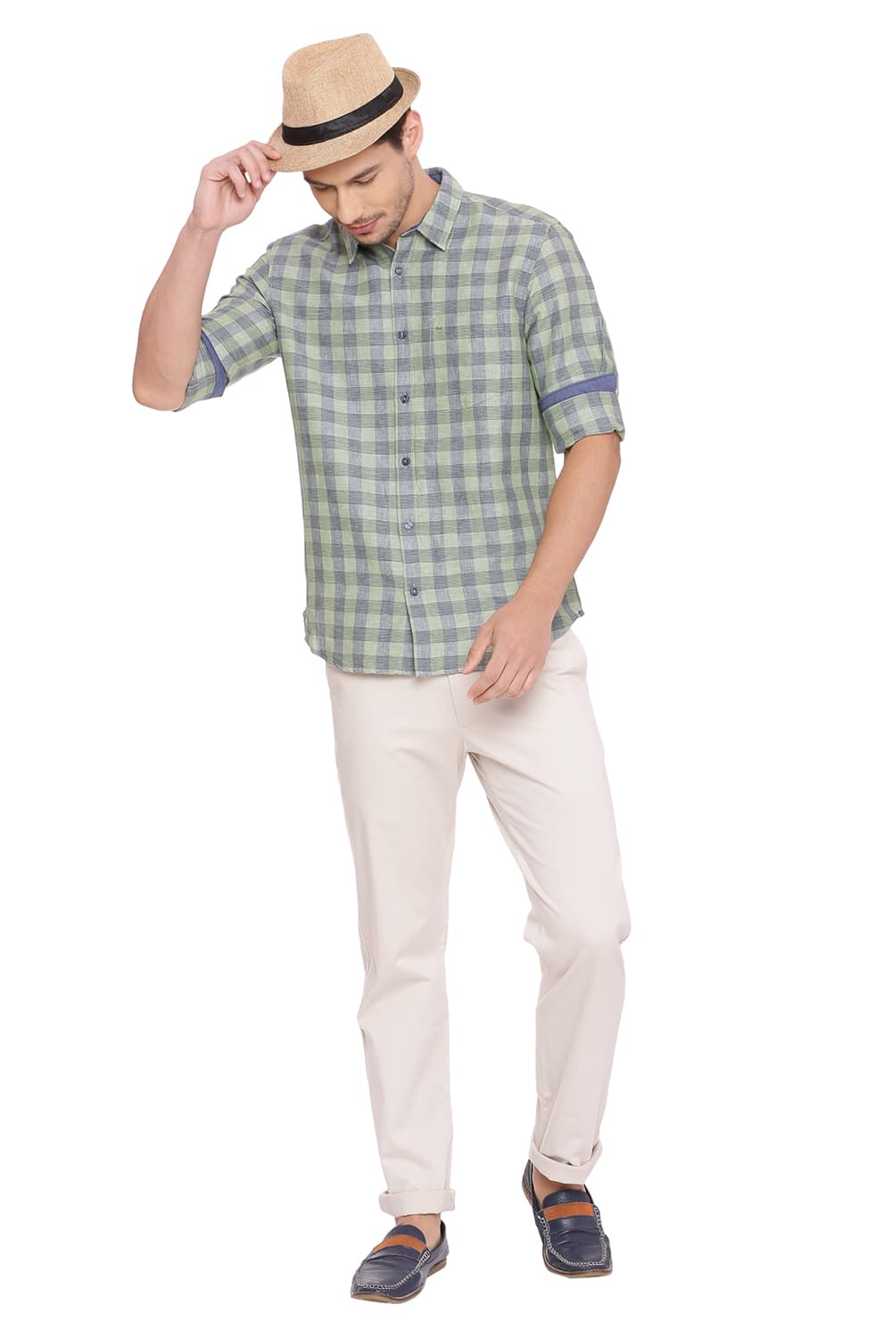 BASICS SLIM FIT CHECKS SHIRT