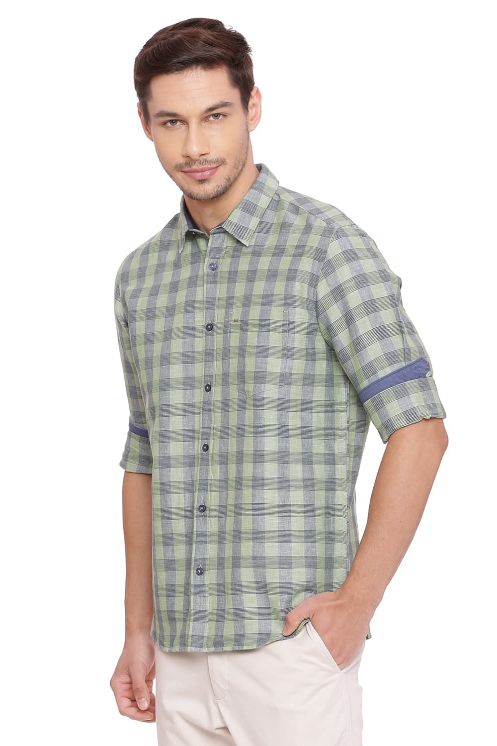 BASICS SLIM FIT CHECKS SHIRT