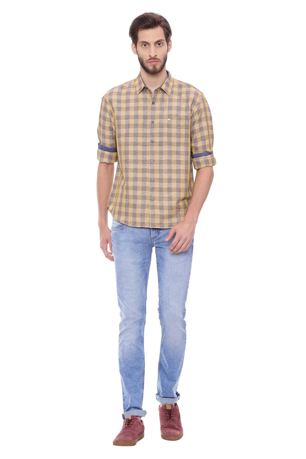 BASICS SLIM FIT CHECKS SHIRT