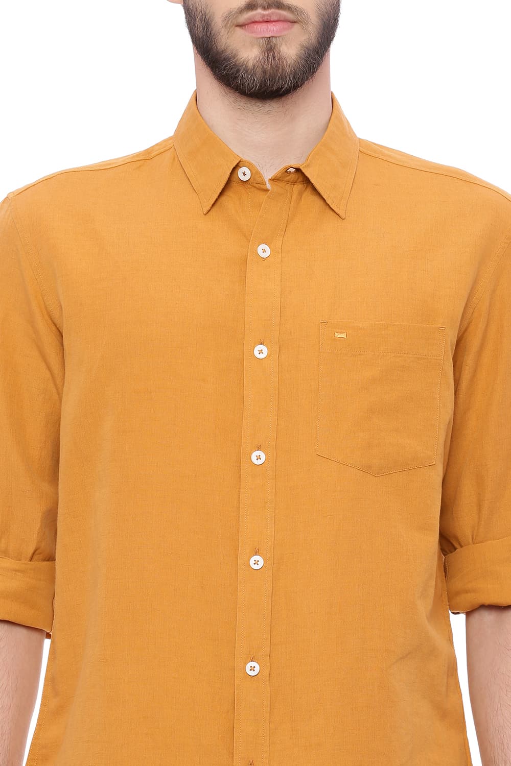 BASICS SLIM FIT COTTON LINEN SHIRT