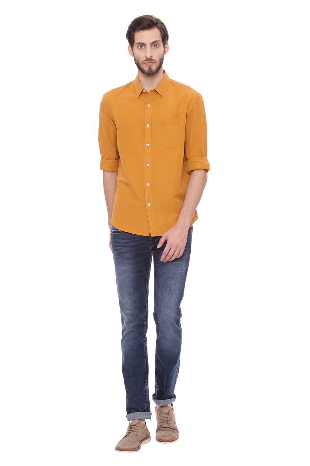 BASICS SLIM FIT COTTON LINEN SHIRT