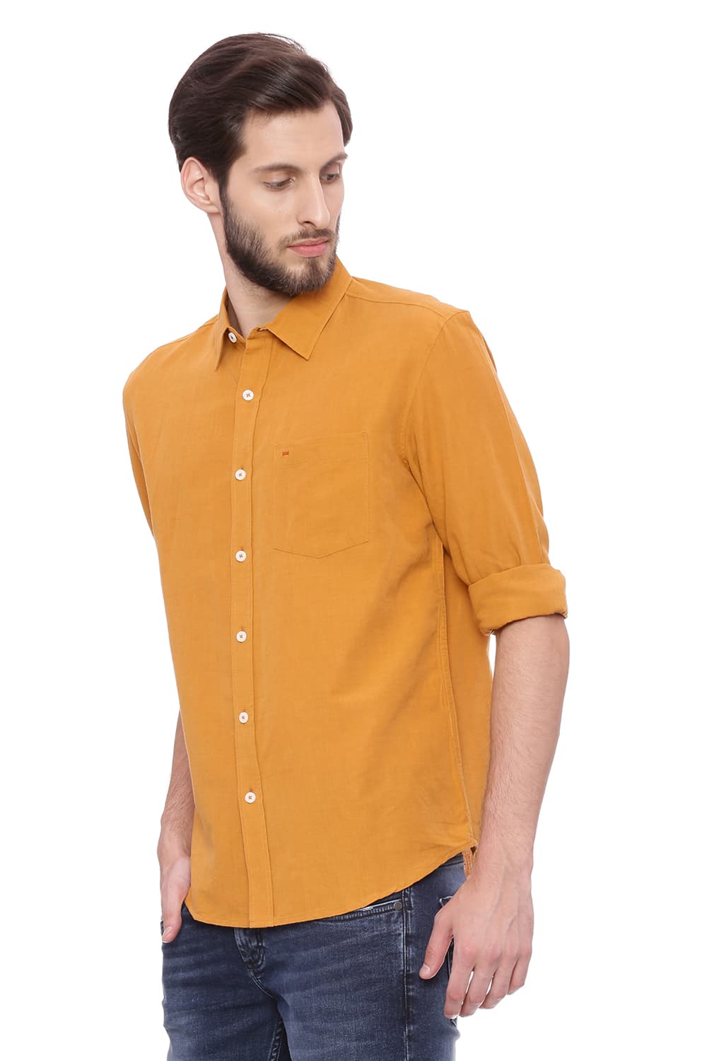 BASICS SLIM FIT COTTON LINEN SHIRT