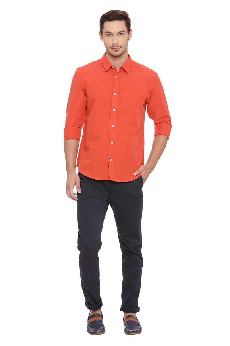 BASICS SLIM FIT COTTON LINEN SHIRT