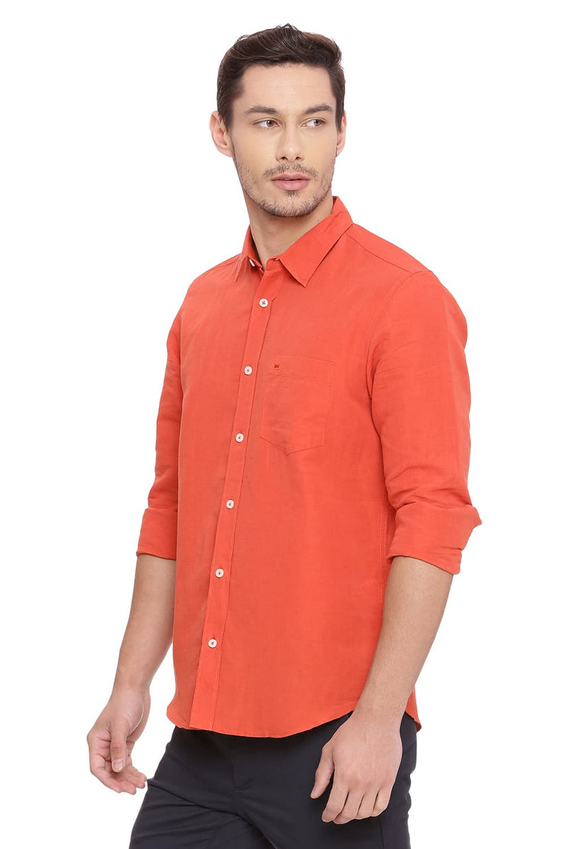 BASICS SLIM FIT COTTON LINEN SHIRT