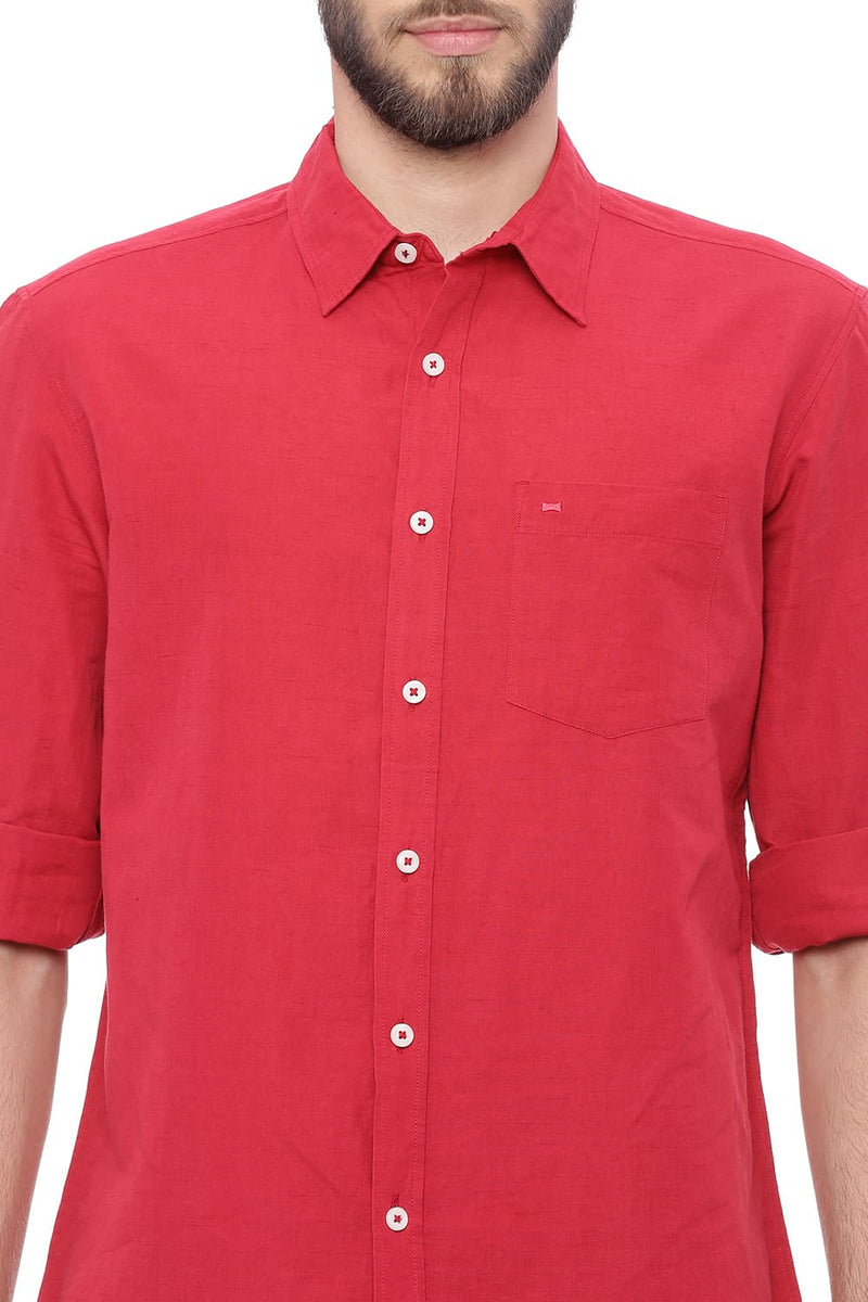 BASICS SLIM FIT COTTON LINEN SHIRT