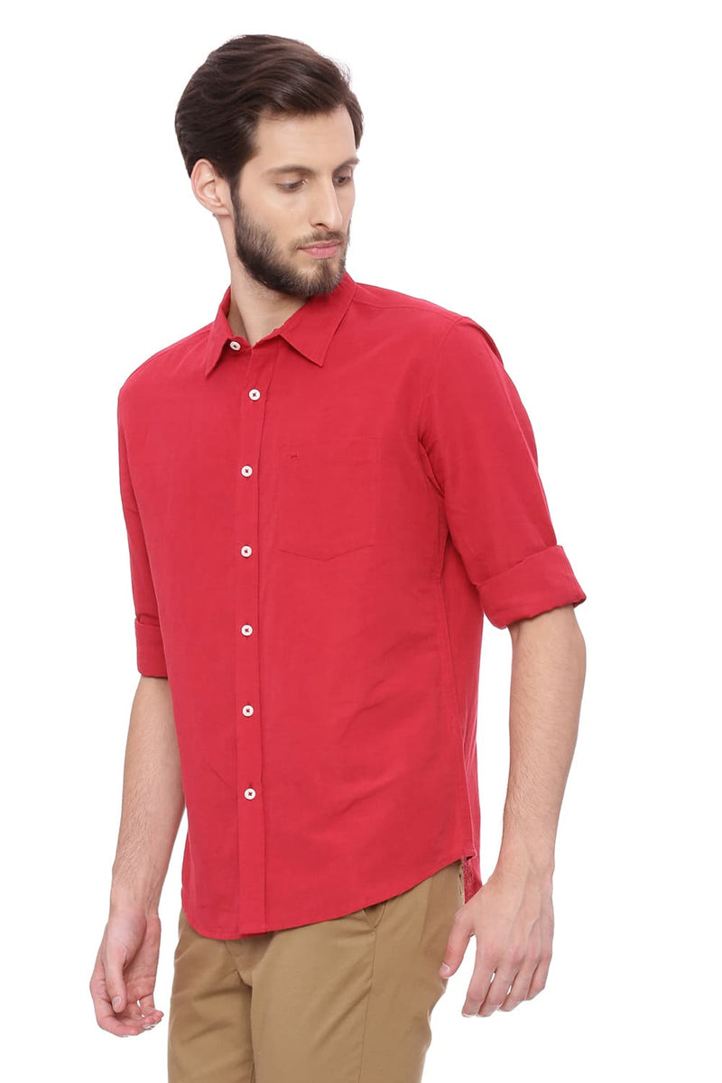 BASICS SLIM FIT COTTON LINEN SHIRT