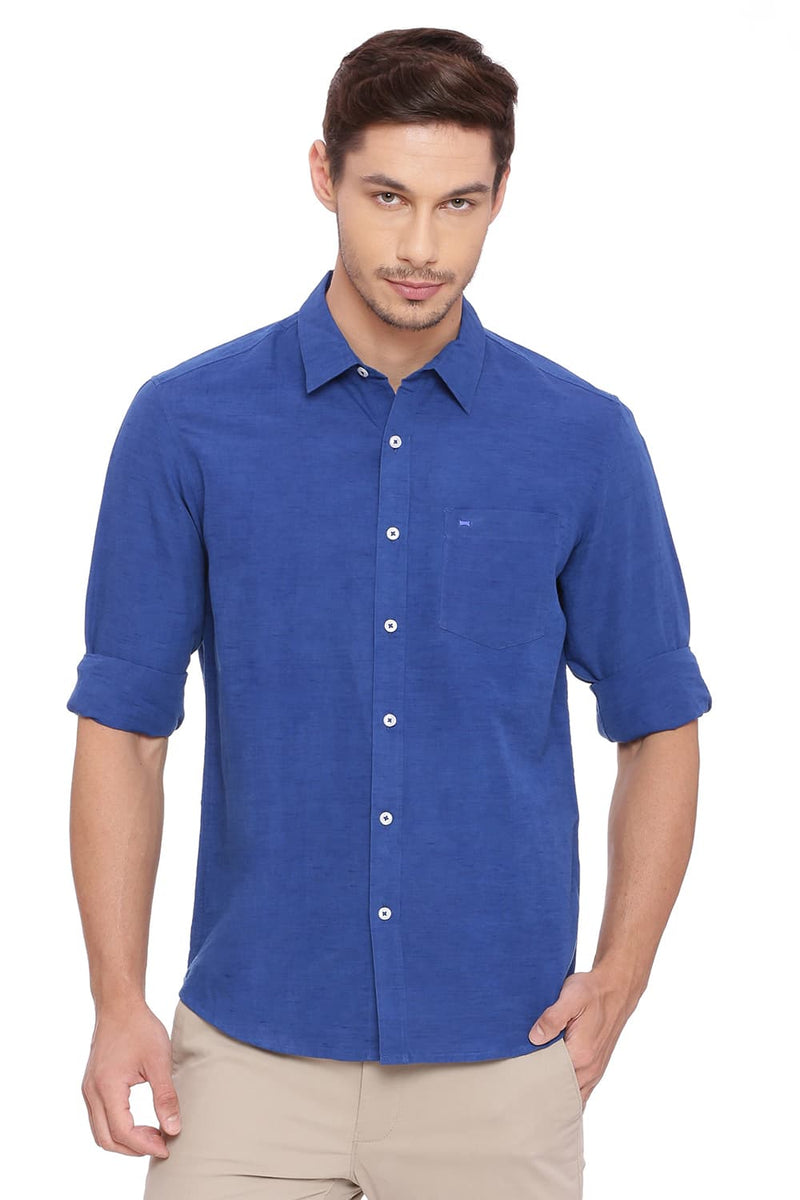 BASICS SLIM FIT COTTON LINEN SHIRT