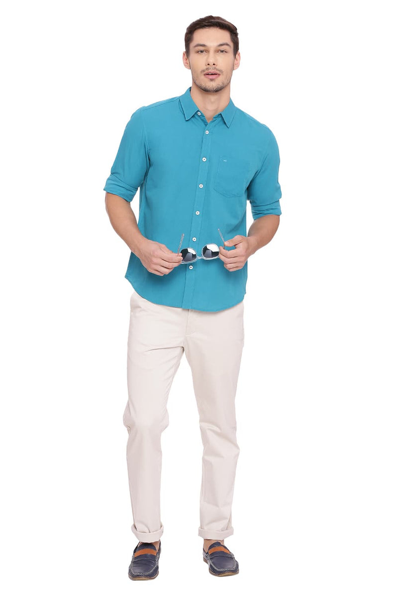 BASICS SLIM FIT COTTON LINEN SHIRT