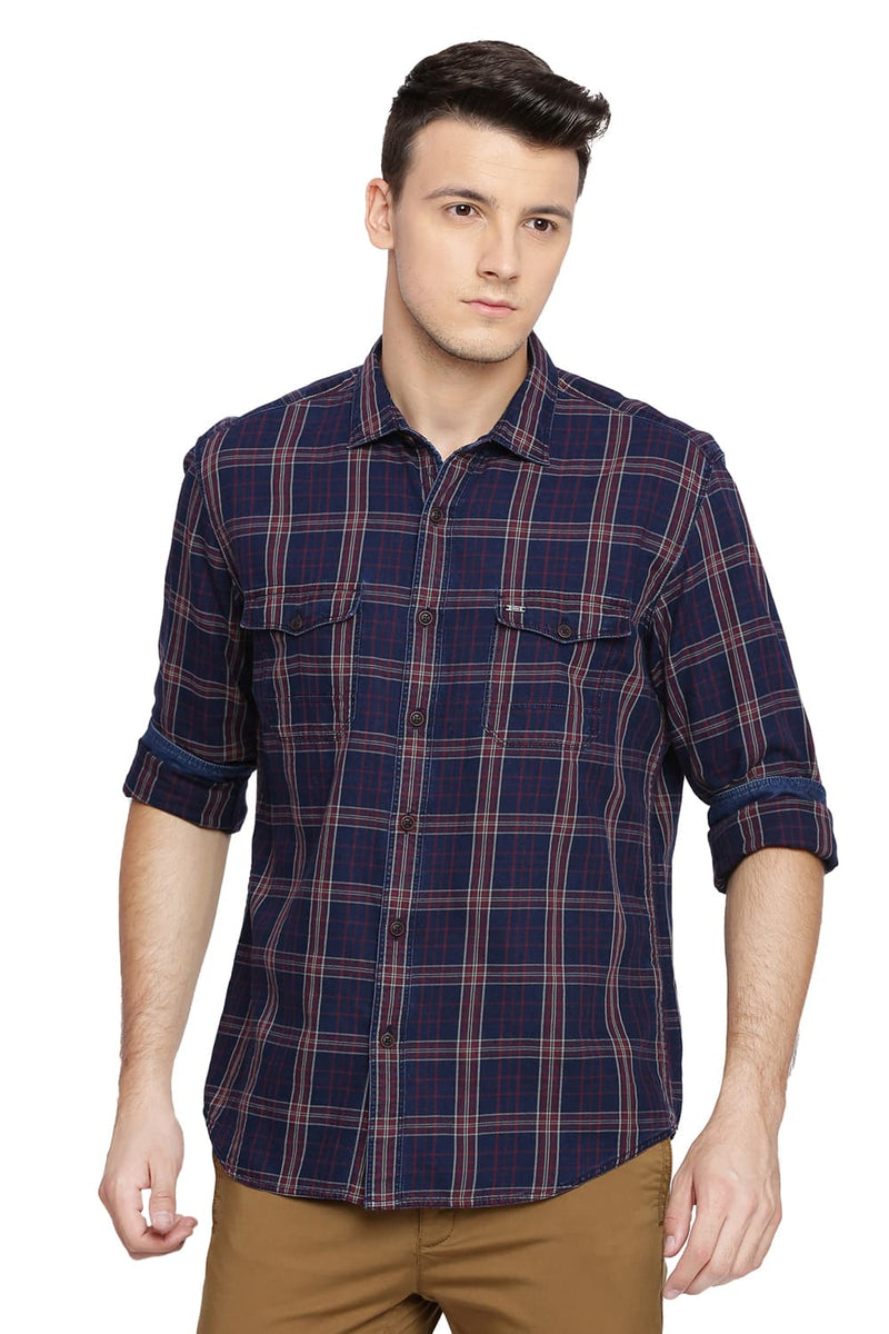 BASICS SLIM FIT CHECKS SHIRT