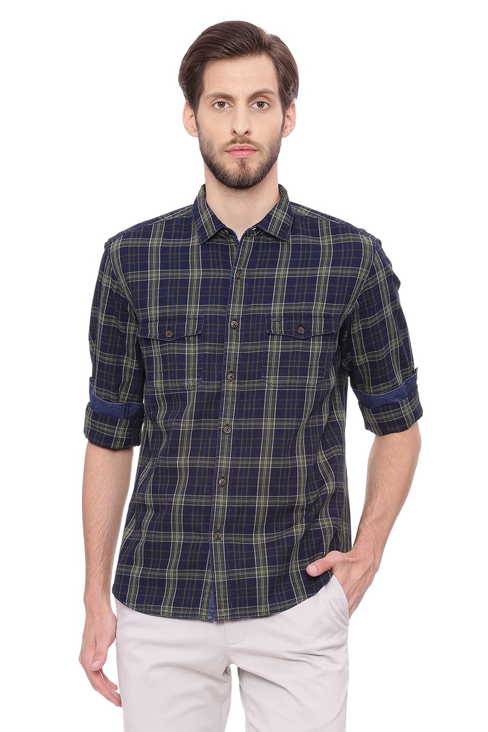 BASICS SLIM FIT CHECKS SHIRT