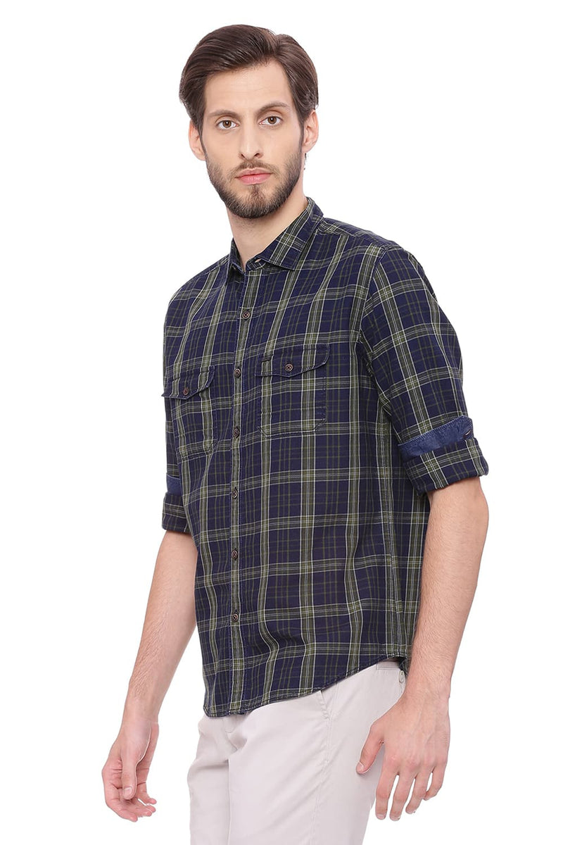 BASICS SLIM FIT CHECKS SHIRT