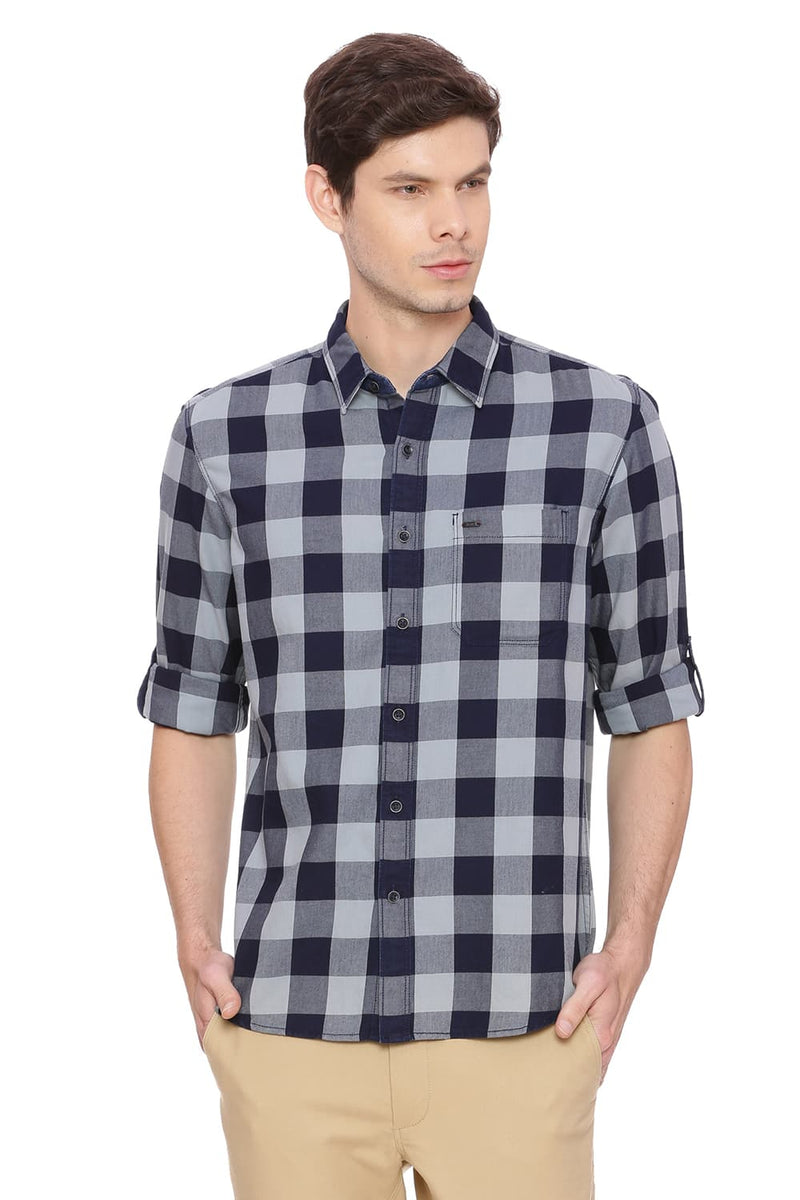 BASICS SLIM FIT CHECKS SHIRT