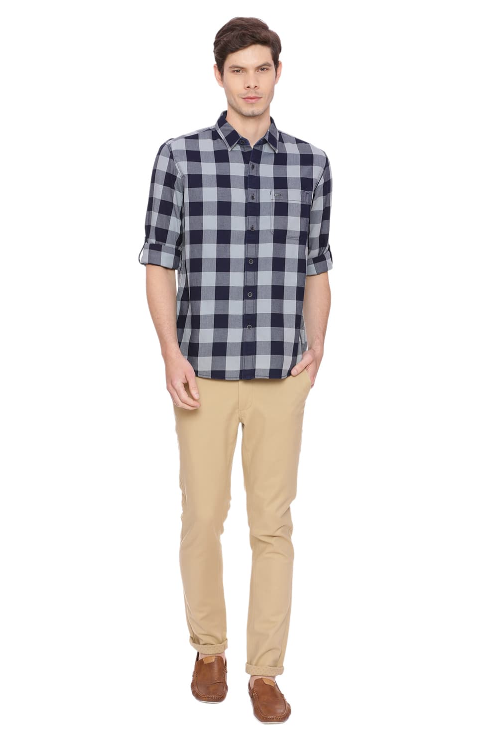 BASICS SLIM FIT CHECKS SHIRT