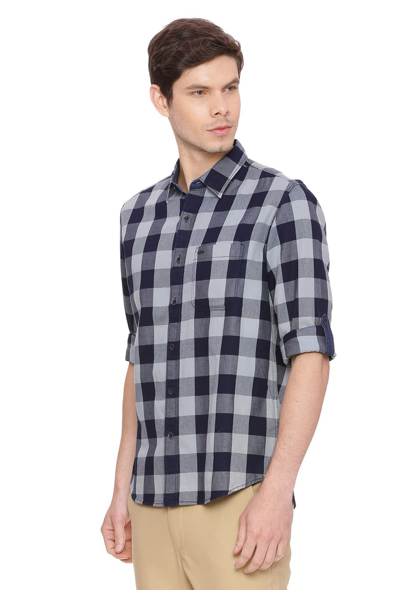 BASICS SLIM FIT CHECKS SHIRT